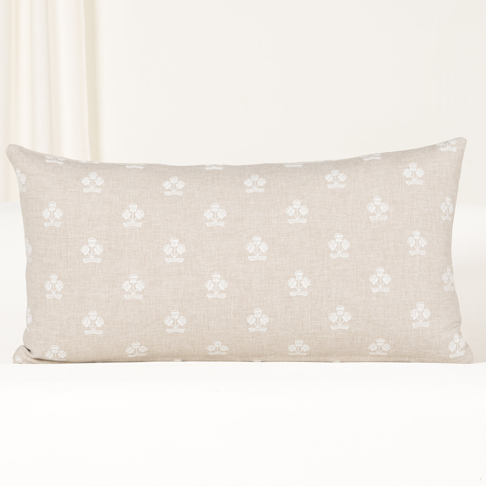 Hamachi Polyester Throw Square Pillow Cover & Insert, Linen Floral 1, Polyester, Rectangle 14"H x 26"W