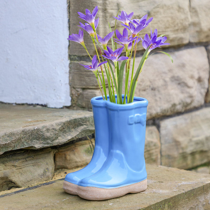 Carlson Ceramic Pot Planter, 17cm H x 15cm W x 10cm D, Blue