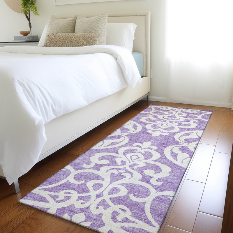 Premium Machine Washable Prisco Purple Rug, Runner 2'3" x 7'6"