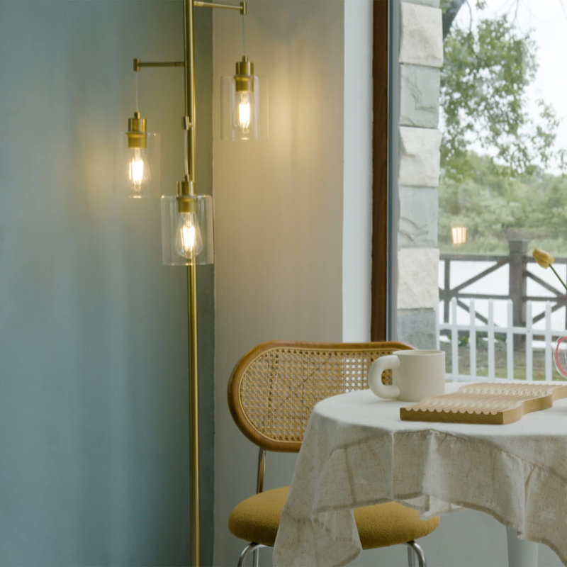 Lampe sur pied à arbre doré antique - Style contemporain avec ampoules à DEL Edison, Or