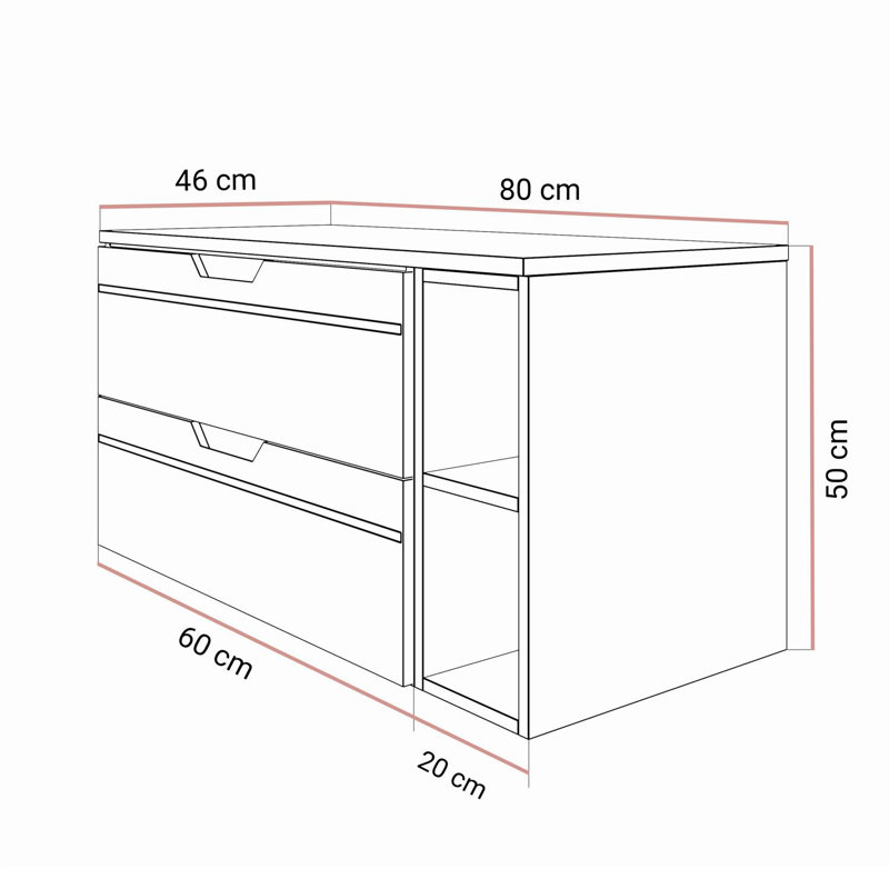 80mm Single Bathroom Vanity with Ceramic Basin