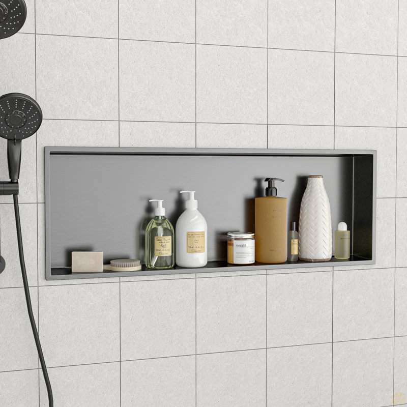 Niche de douche en acier inoxydable 37 po x 13 po, H 3,94 po x l 37 po x P 13 po, Bronze industriel-noir
