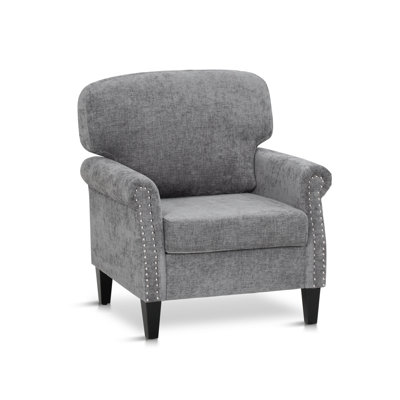 Single-seater Solid Wood Sofa With Linen Fabric