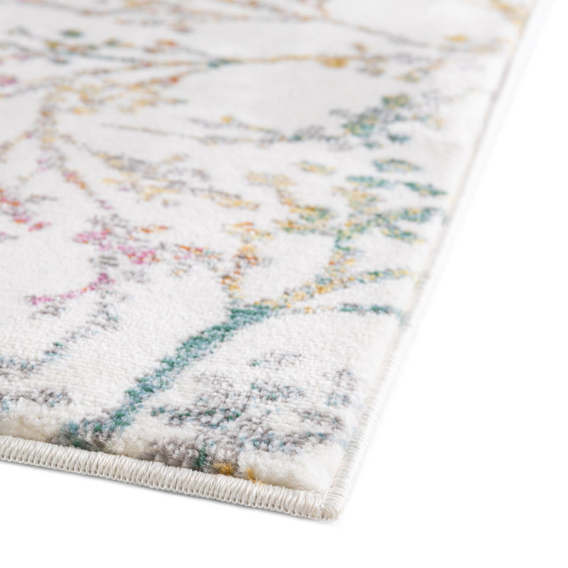 Tapis floral vert / mauve / blanc Adelin, Tapis de couloir 2 pi x 8 pi