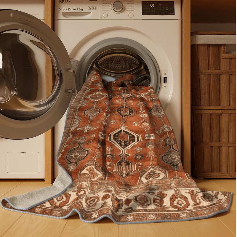 Tapis brun lavable à la machine, Rectangle 5 pi x 8 pi