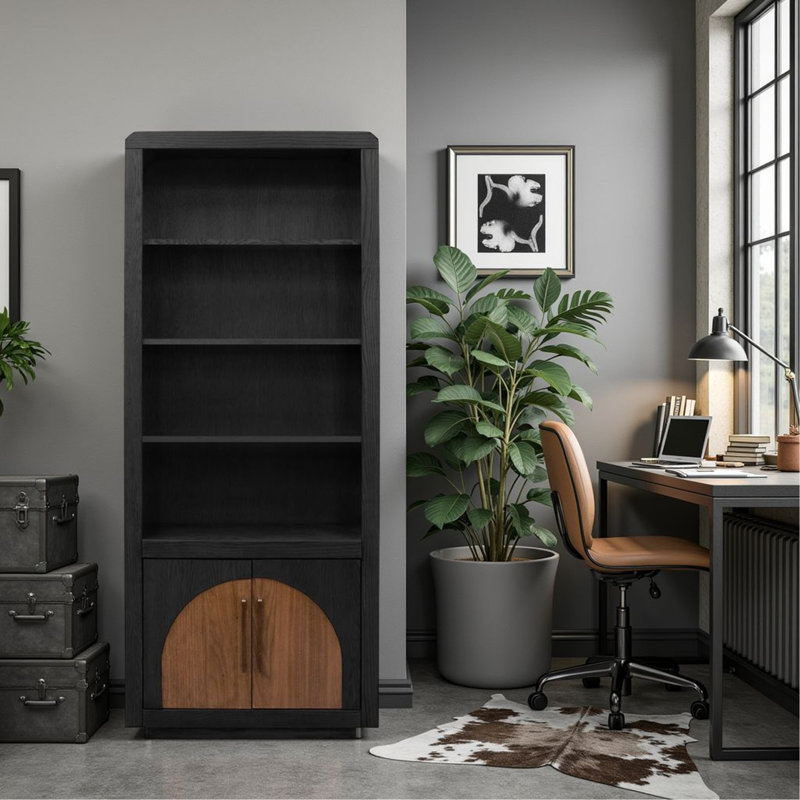 High Bookcase Pier, No Assembly Required, Black