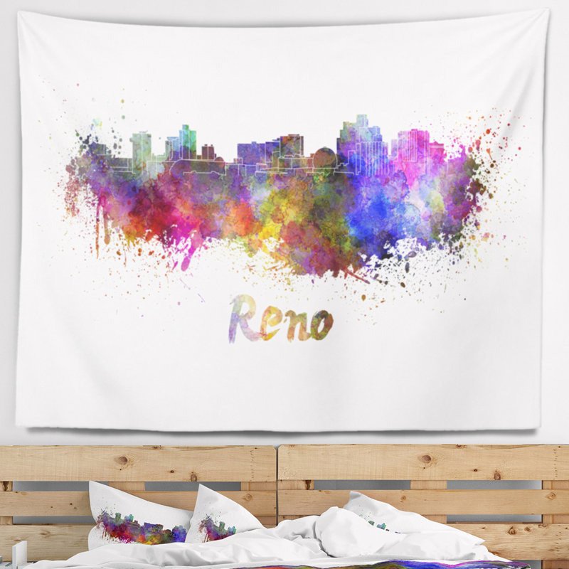 Reno skyline tapisserie Cityscape, H 32 po x l 39 po