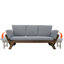 Méridienne de patio d'extérieur réglable en bois avec coussins pour petits espaces, finition brune-372040371
