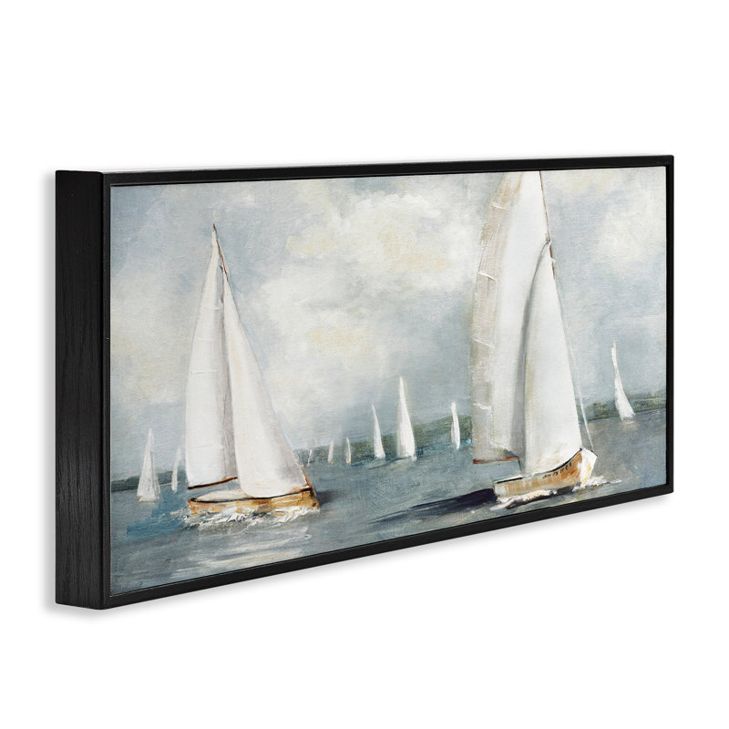 Giclée encadrée par une flotte de voiliers Windy, conception de Sally Swatland, H 13 po x l 30 po