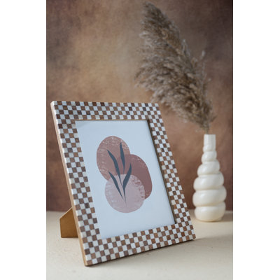 Picture Frame Bone & Wood Checkered Design