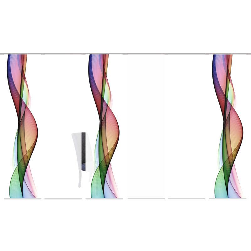 Parvin Semi Sheer Curtain Panel Pair, Pink/Purple/Green