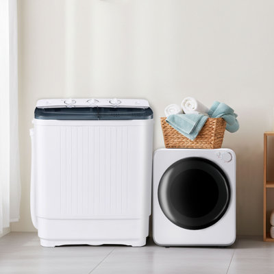 Ensemble de machine à laver à cuve simple 32 lb et ensemble de sèche-linge portatif de 1,6 pi³, ensemble de laveuse et sécheuse compacte avec cuve intérieure en acier inoxydable pour appartement, dortoir, maison
