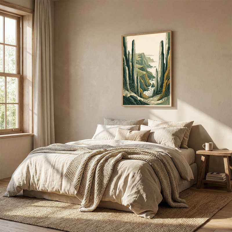 Art mural sur toile vert et brun, H 48 po x l 36 po