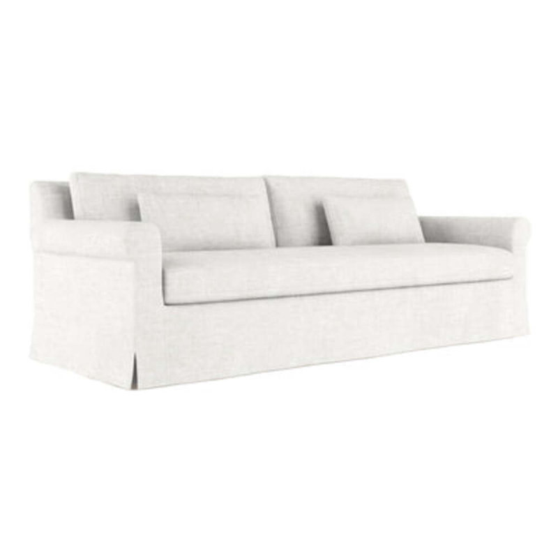 Canapé à accoudoirs arrondis Ludlow, H 34 po x l 84 po x P 38 po, Patiné, Velours froissé albâtre