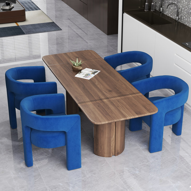 Chaise rembourrée en velours, Marine