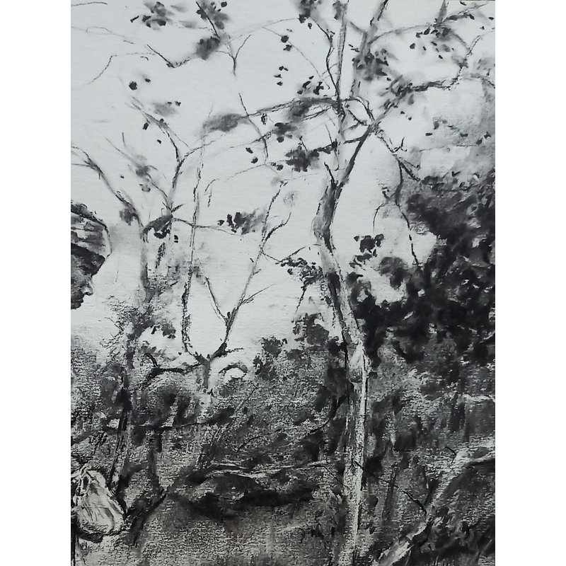 The Fisher Boy | Gris anthracite sur papier | Par Ramkrishna Paul