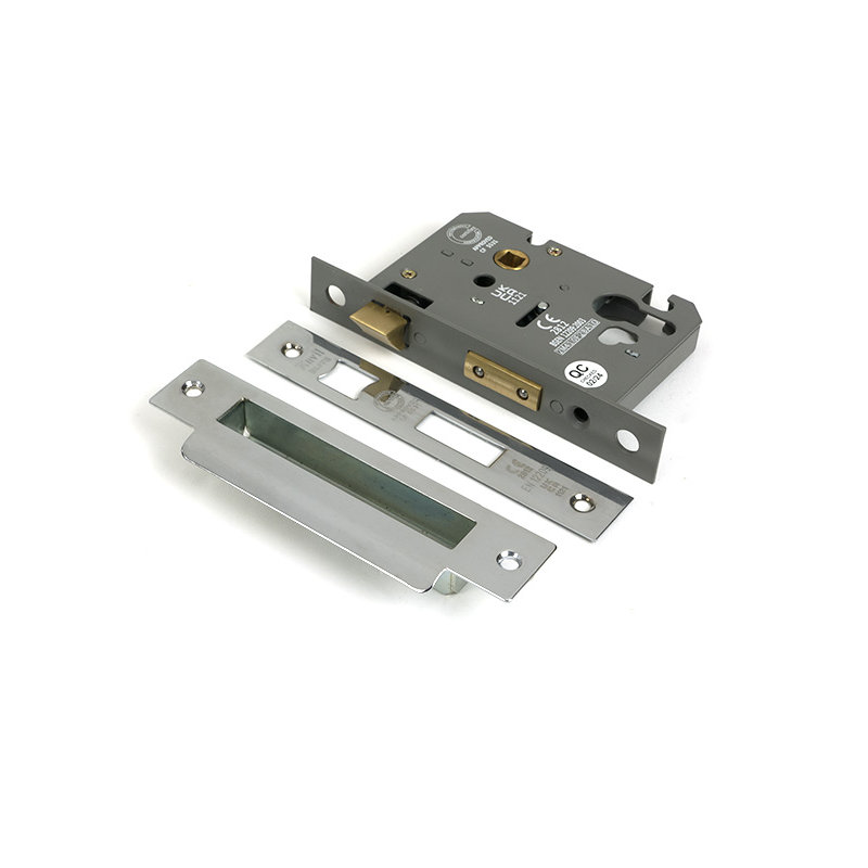 Polished Bronze 3" Euro Profile Sash Lock, Polished Chrome