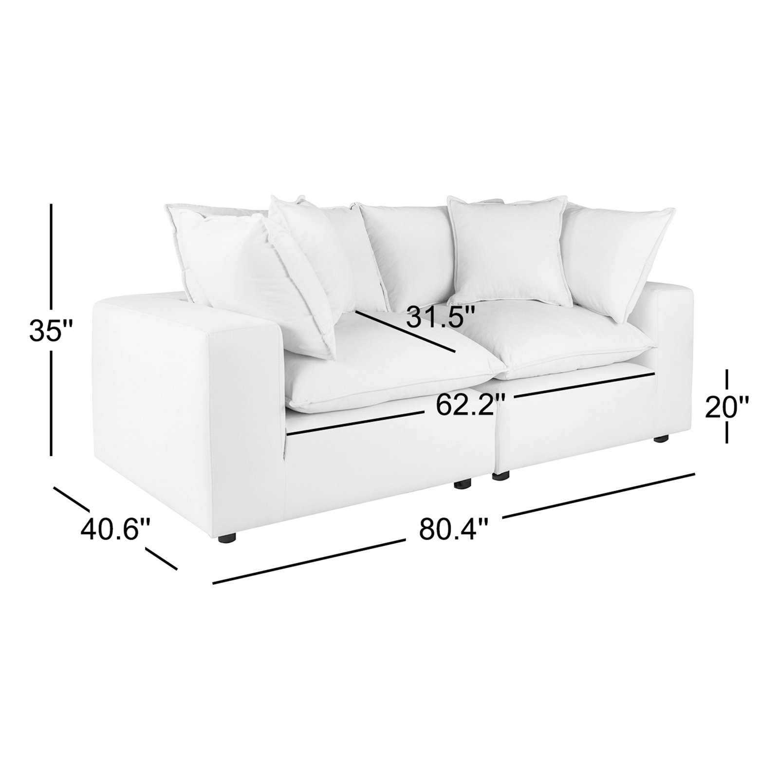 Ellaria 80" Modular Loveseat, Rust Polyester Blend