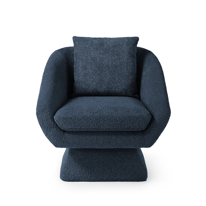 Arafaat 80Cm Wide Swivel Barrel Chair, Blue Boucle