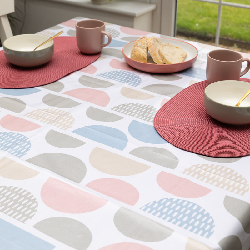 Fancy Circles 150 x 220cm Eco Line PVC Free Polyester Tablecloth