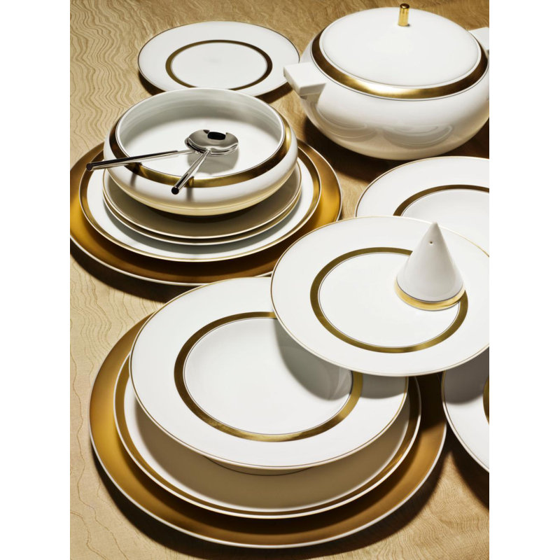 Domo Porcelain Dinnerware Set, Gold