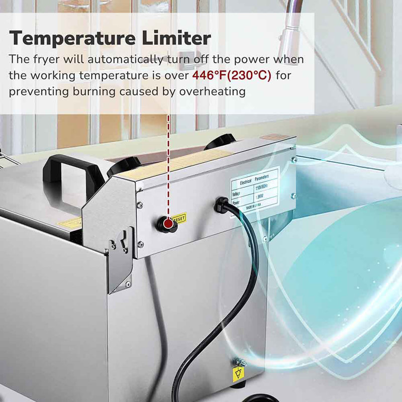 Friteuse électrique avec drain de 10 L en acier inoxydable Yescom