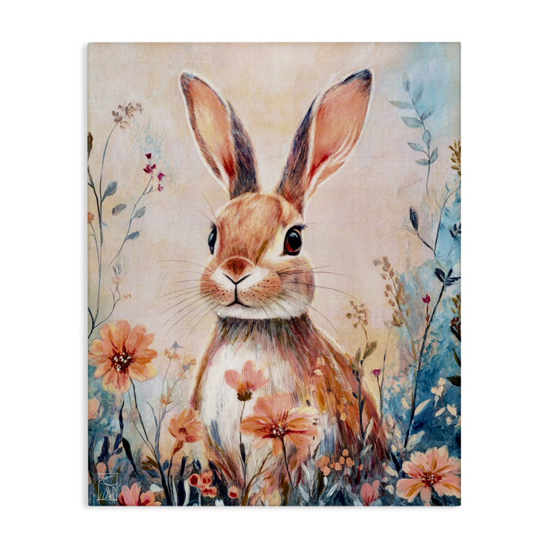 Lapin avec des marguerites sauvages, design par Sara Culpepper, H 48 po x l 36 po