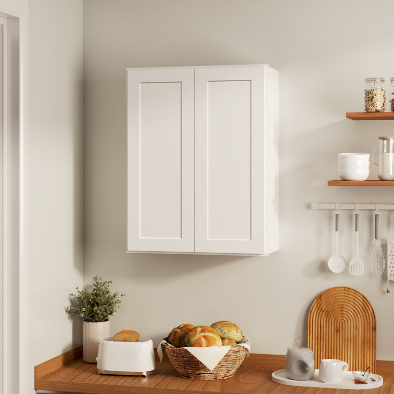 Armoire de cuisine , Blanc shaker, L 27 po x H 36 po x P 12 po