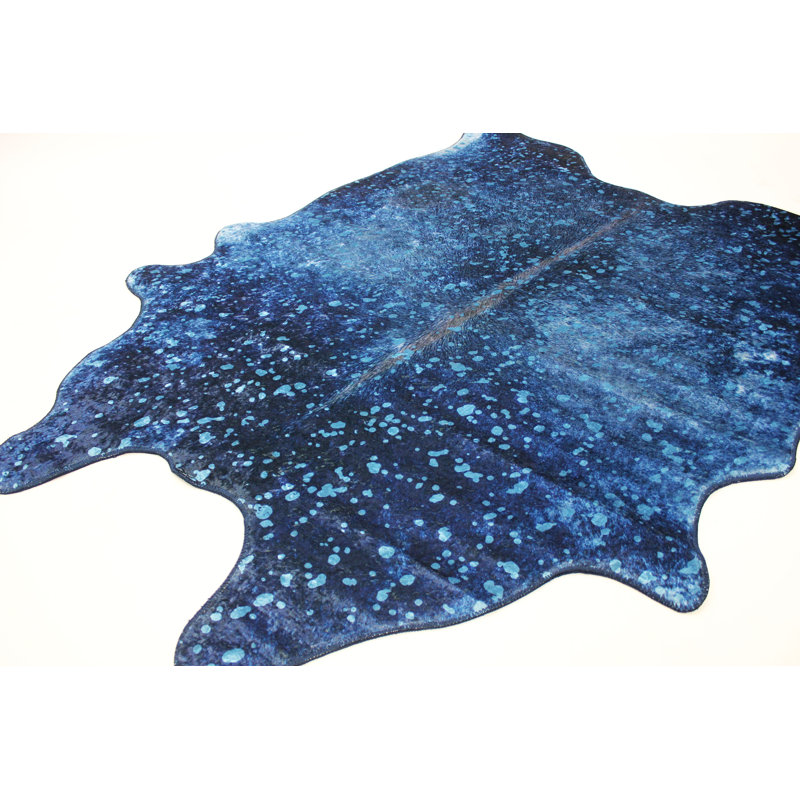 Tapis bleu marine à imprimé animal Boursiquot
