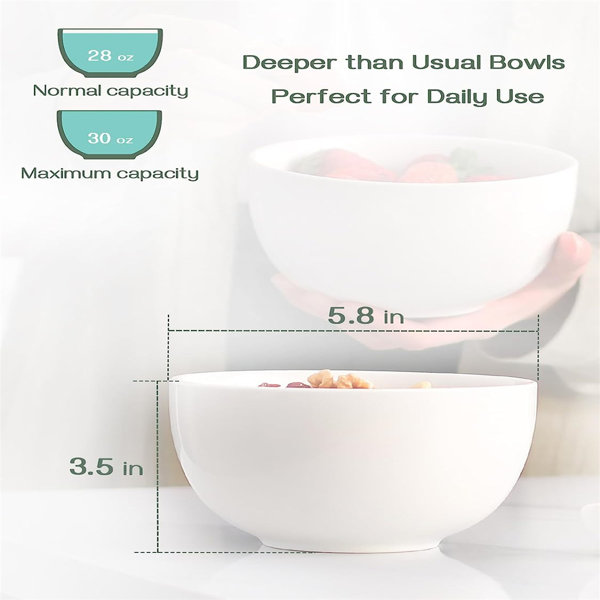 Hokku Designs White Large Soup Bowls For Eating Set Of 6 - Square