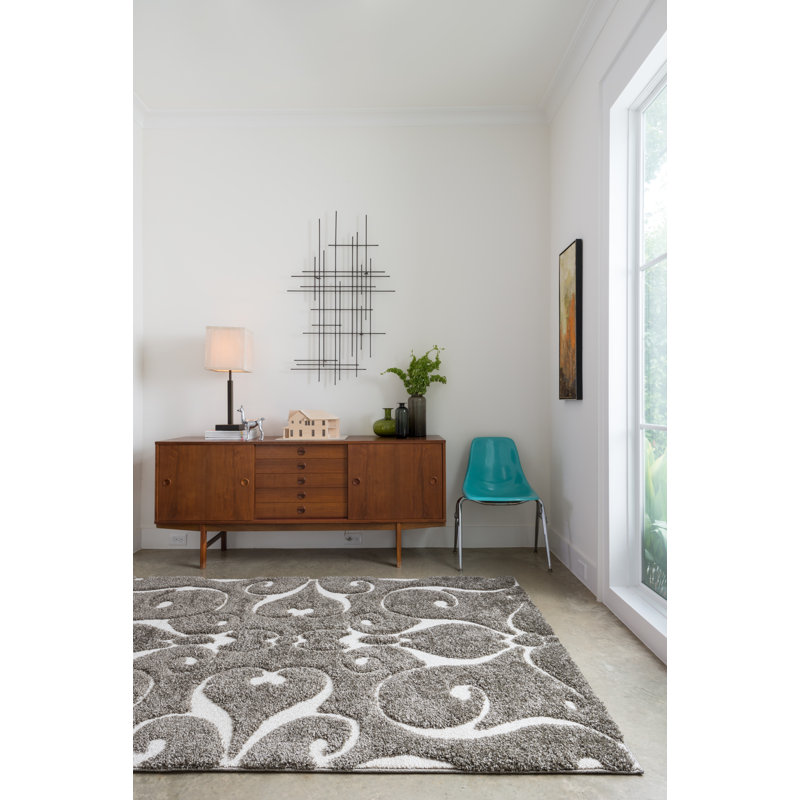 Tapis gris tissé à la machine Enchant