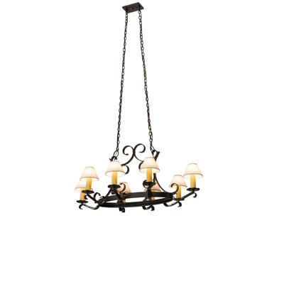 Lustre ovale forgé à la main 8 lumières de 56 po de long avec 8 lumières