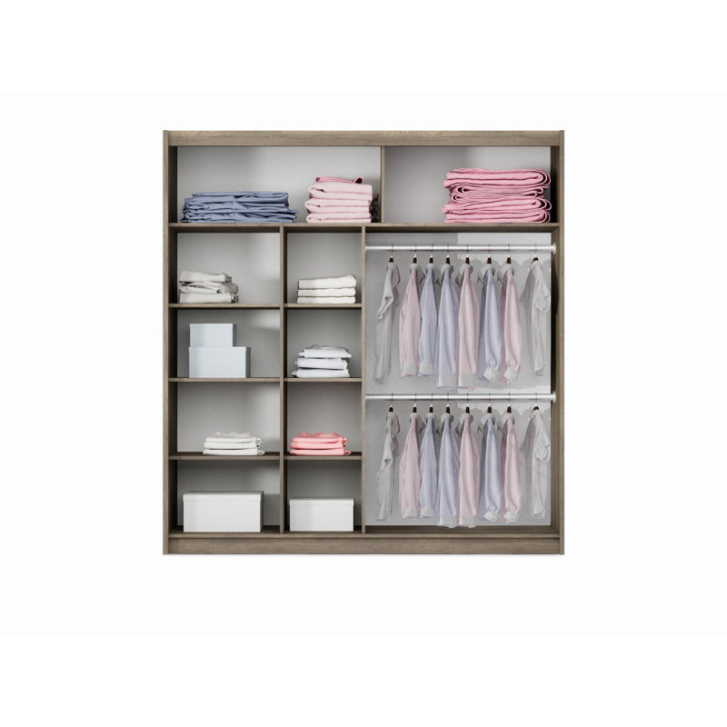 Manufactured Wood Wardrobe, 215cm H x 203cm W x 61cm D, Oak/Lava