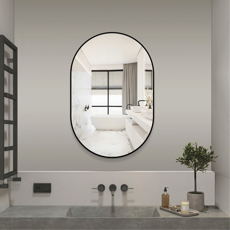 Miroir mural de salle de bain 36 po x 24 po, miroir mural encadré pour la salle de bain, suspendu vertical ou horizontal, miroir HD moderne pour la chambre à coucher, vestibule
