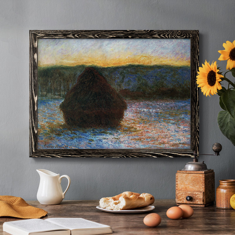 Haylofts Thaw, Sunset par Monet par J Paul - reproduction d'un seul cadre photo sur toile, Cadre photo noir simple