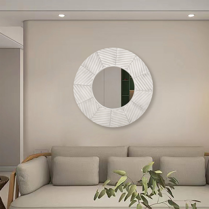 Engineered Wood Round Wall Mirror