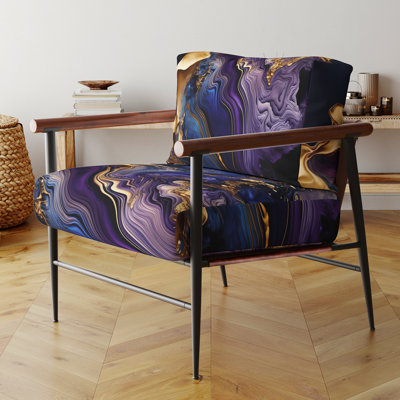 Fauteuil abstrait géométrique en marbre mauve et bleu abstrait de 25 po de largeur