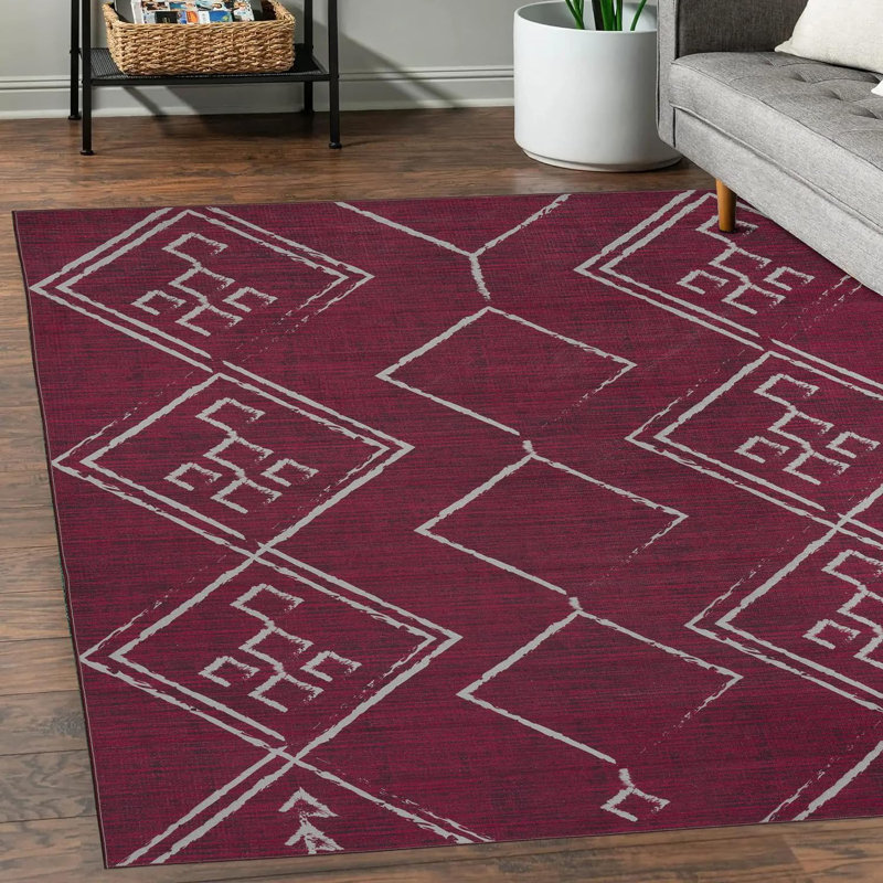 Kelchner Washable Geometric Indoor Rug, Rectangle 8' x 10'