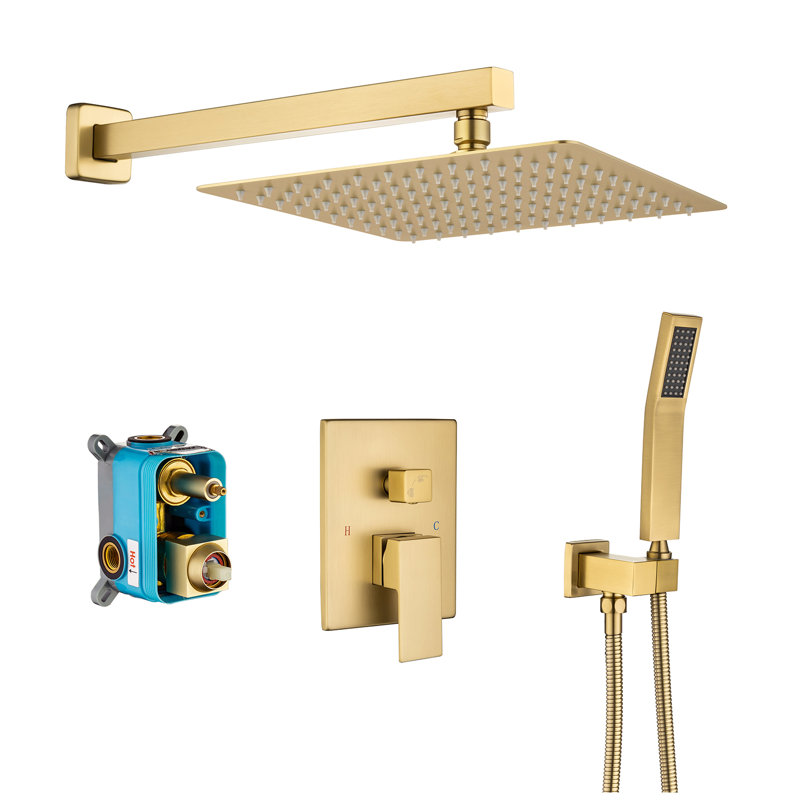 All-In-One Kit with Rough in-Valve, Bushed Gold