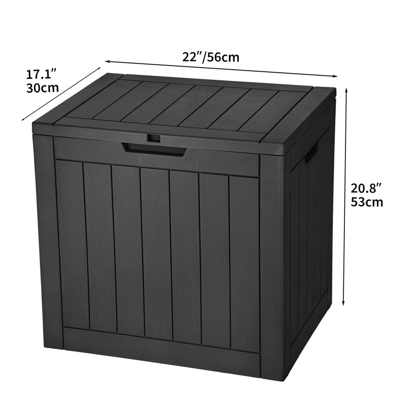 Edrosie Inc 22 " W 32 Gallons Water Resistant Resin Lockable Deck Box, Black