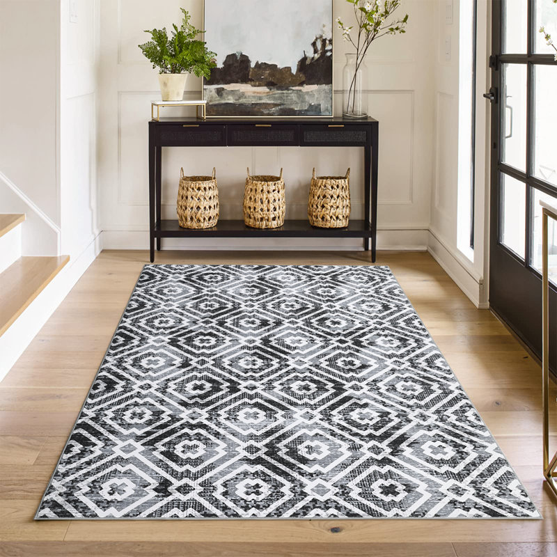 Indoor Area Rug Modern Geometric Printed Carpet For Living Room Bedroom Washable Stain Resistant Carpet Low Pile Non Slip Rug Soft Floor Mat Ultra-Thin Entrance Hallway Carpet Simple Rugs Dorm Office Laundry Farmhouse Decor