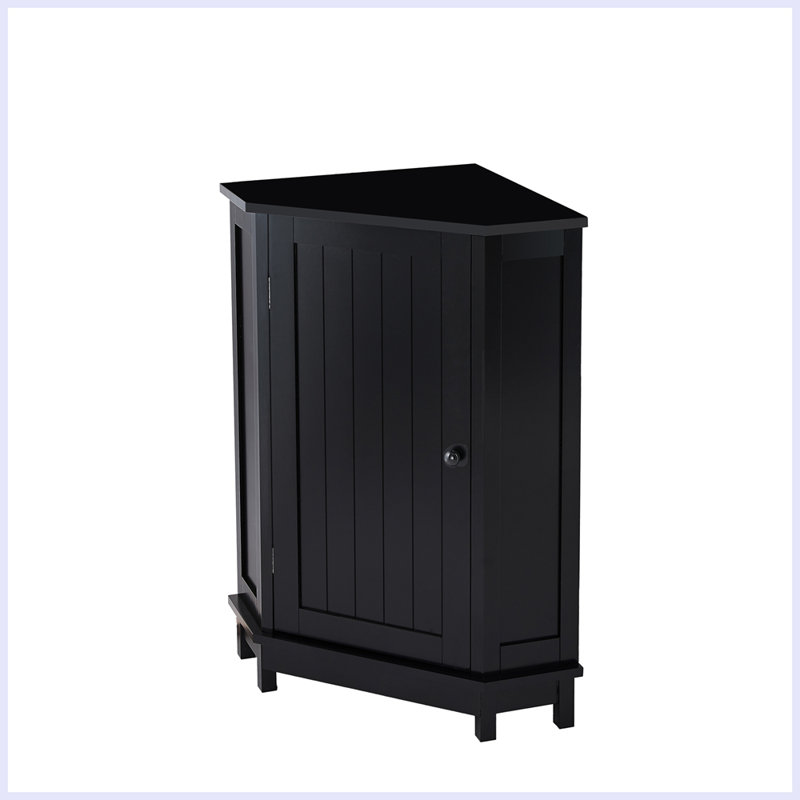 Bathroom Cabinet Triangle Corner Storage Cabinet with Adjustable Shelf, Black