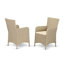Ensemble de 7 pièces de mobilier de patio en osier pour l'extérieur comprenant une table de bistro rectangulaire avec plateau en verre et 6 fauteuils de balcon avec coussin, crème