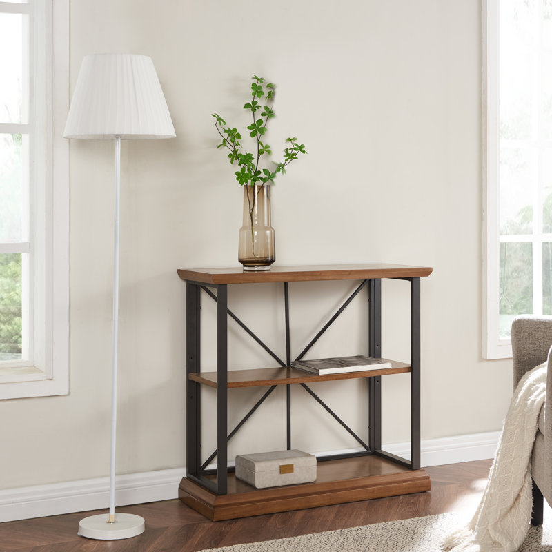 Finnick Solid + Manufactured Wood Bookshelf, Gunmetal/Willow