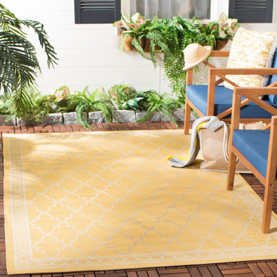 Tapis intérieur / extérieur jaune / beige Arneshia