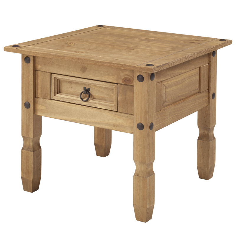 Aadhvik Solid Wood End Table with Storage, Antique Brown