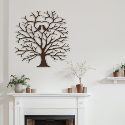 Heart-Shaped Tree of Love Modern Abstract Wall Accent Sculpture Hanging Decoration Metal Wall Decor