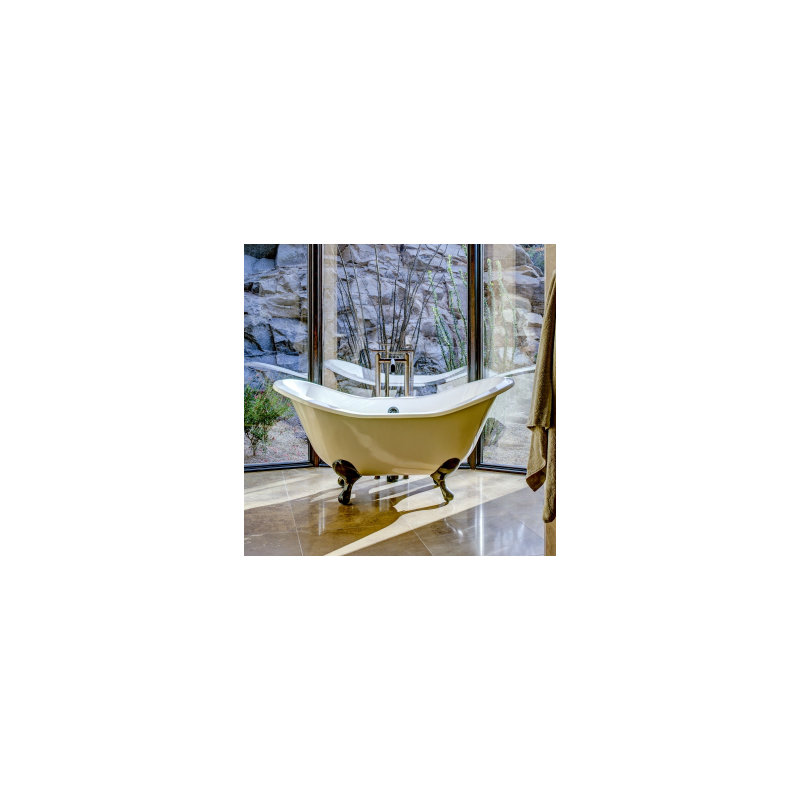 Regency 68'' L Soaking Bathtub, White Interior with White Exterior, Brushed Nickel