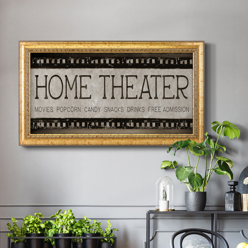 Home Cinéma - Cadre photo unique, art textuel sur toile, H 25 po x l 45 po x P 1,5 po