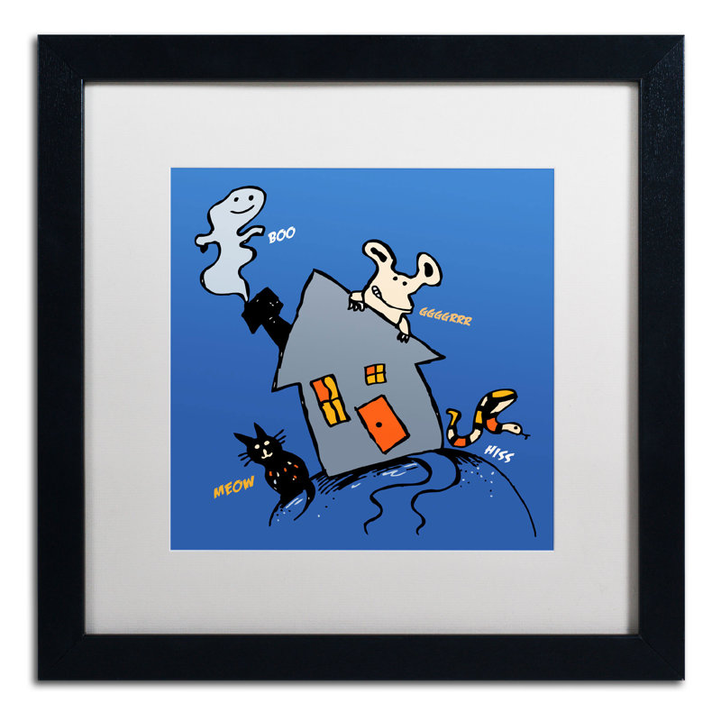 « halloween house » par carla martell, art encadré, Blanc, H 16 po x l 16 po